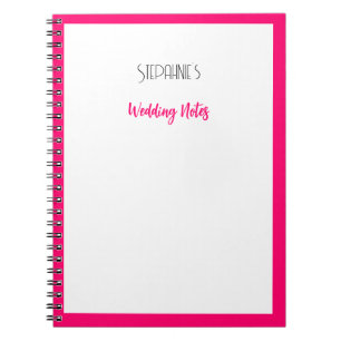 Aangepaste naam Monogram Roze Trendy Schattige Bru Notitieboek