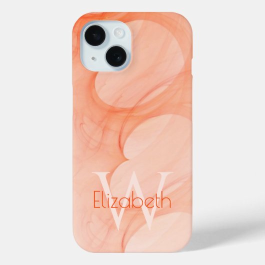 Aangepaste naam Monogram Silky Pastel Oranje Heart Case-Mate iPhone Case (Achterkant)