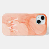Aangepaste naam Monogram Silky Pastel Oranje Heart Case-Mate iPhone Case (Achterkant (horizontaal))