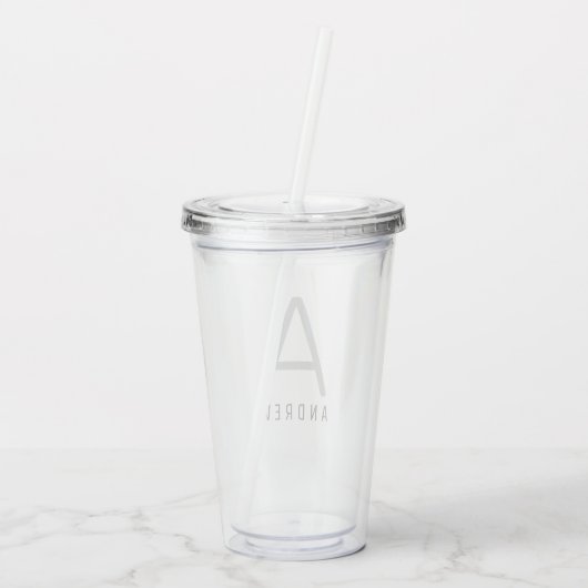 Aangepaste naam Monogram Straw Cup Acryl Tumbler Acryl Drinkbeker (Achterkant)