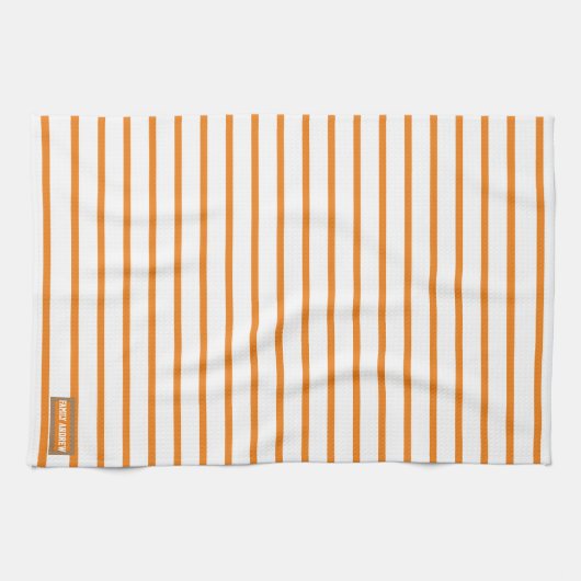 Aangepaste naam monogram strepen patroon wit sinaa theedoek (Horizontaal)