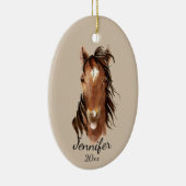 Aangepaste naam, monogram, tekstcode Waterverf-paa Keramisch Ornament (Rechts)