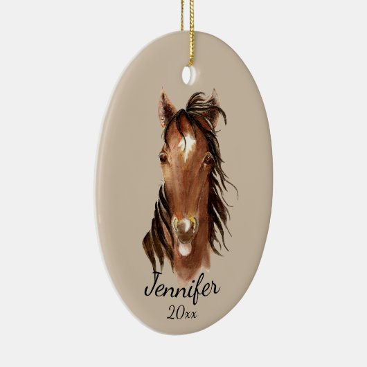 Aangepaste naam, monogram, tekstcode Waterverf-paa Keramisch Ornament (Rechts)