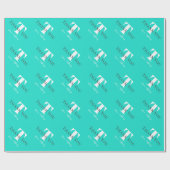 Aangepaste naam monogram turquoise blauwe kleur wr cadeaupapier (Vlak)