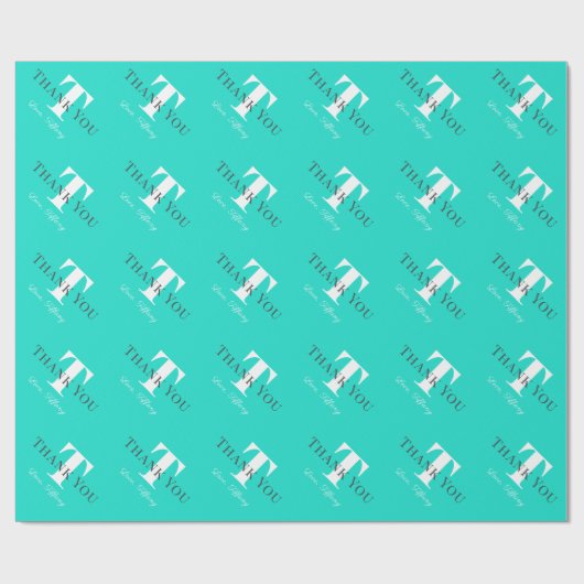 Aangepaste naam monogram turquoise blauwe kleur wr cadeaupapier (Vlak)