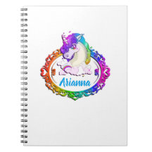 Aangepaste naam Monogram Unicorn Rainbow-laptop
