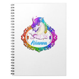 Aangepaste naam Monogram Unicorn Rainbow-laptop Notitieboek