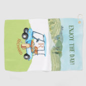 Aangepaste naam Monogram Winkelwagen Clubs Golfhanddoek (Horizontaal)