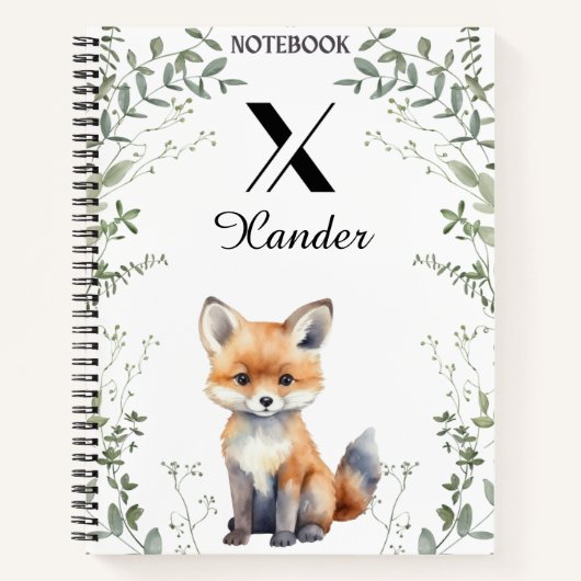 Aangepaste naam & Monogram Woodland Journal Notitieboek (Voorkant)