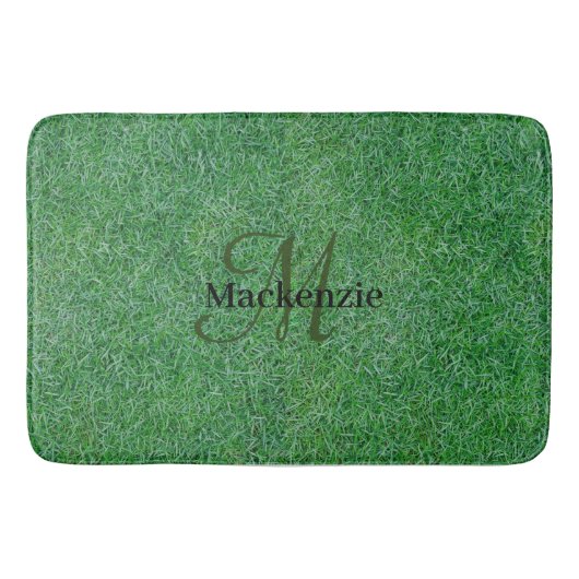 Aangepaste naam Monogram Zen Green Grass Lawn Badmat (Voorkant)