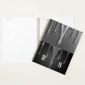 Aangepaste naam Monogram Zilveren Glitter Druppels Planner (Display)
