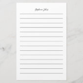 Aangepaste naam Monogram Zwart Lijnen Wit Eenvoudi Briefpapier (Achterkant)
