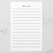 Aangepaste naam Monogram Zwart Lijnen Wit Eenvoudi Briefpapier (Voorkant)