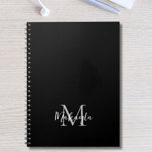 Aangepaste naam Monogram Zwart Notitieboek
