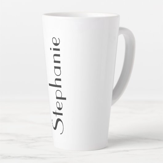 Aangepaste naam Monogram zwart-wit cadeaufeest Latte Mok (Rechterhoek)