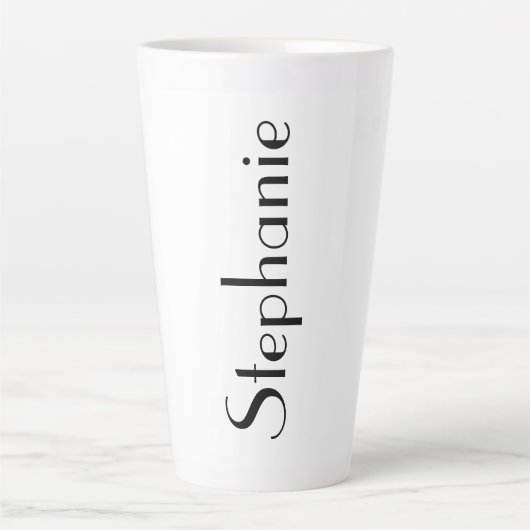 Aangepaste naam Monogram zwart-wit cadeaufeest Latte Mok (Voorkant)