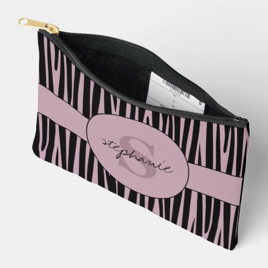 Aangepaste naam Monogrammed Zebra stripes patroon Etui (Open)