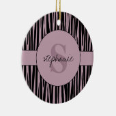Aangepaste naam Monogrammed Zebra stripes patroon Keramisch Ornament (Rechts)