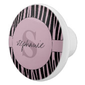 Aangepaste naam Monogrammed Zebra stripes patroon Keramische Knop (Rechts)