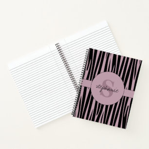 Aangepaste naam Monogrammed Zebra stripes patroon Notitieboek