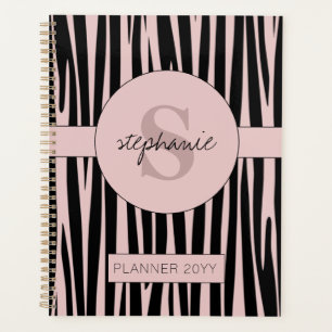 Aangepaste naam Monogrammed Zebra stripes patroon Planner
