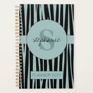Aangepaste naam Monogrammed Zebra stripes patroon Planner