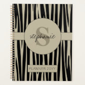 Aangepaste naam Monogrammed Zebra stripes patroon Planner (Voorkant)