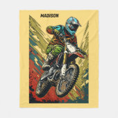 Aangepaste naam Motocross Fleece Deken (Voorkant)