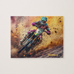 Aangepaste naam Motocross Legpuzzel