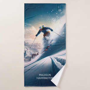 Aangepaste naam Mountain Skier Badhanddoek