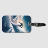 Aangepaste naam Mountain Skier Bagagelabel (Voorkant (horizontaal))