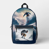 Aangepaste naam Mountain Skier Bedrukte Rugzak (Voorkant)