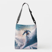 Aangepaste naam Mountain Skier Crossbody Tas (Achterkant)