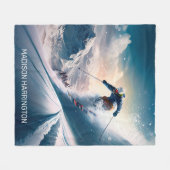 Aangepaste naam Mountain Skier Fleece Deken (Voorkant (Horizontaal))