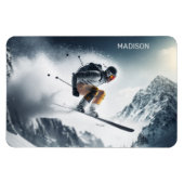 Aangepaste naam Mountain Skier Magneet (Horizontaal)
