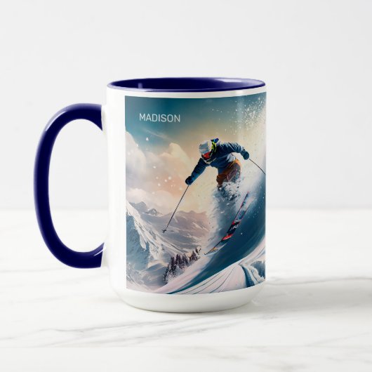 Aangepaste naam Mountain Skier Mok (Links)