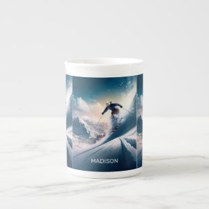 Aangepaste naam Mountain Skier Porselein Kop