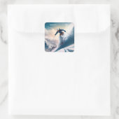 Aangepaste naam Mountain Skier Vierkante Sticker (Tas)