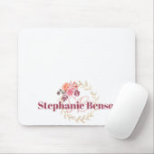 Aangepaste naam Mousepad | Mooie Waterverf Bloemen Muismat (Met muis)