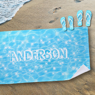 Aangepaste naam mousserend blauw water textuur Coo Strandlaken