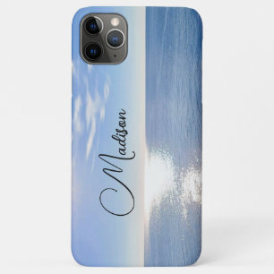 Aangepaste naam mousserende blauwe Oceaan iPhone 11 Pro Max Hoesje