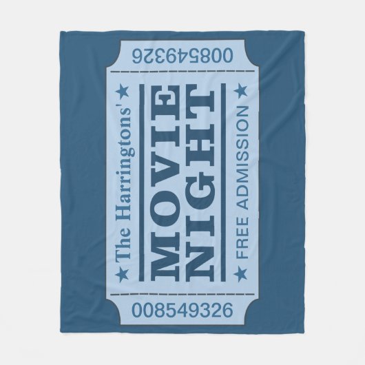 Aangepaste naam "Movie Ticket" fleece deken (Voorkant)