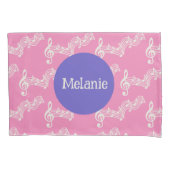 Aangepaste naam Musical Notes Girly Pink Kussenslo Kussensloop (Voorkant)