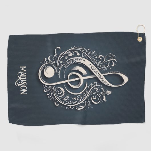 Aangepaste naam Muzikale Clef Note Golfhanddoek (Horizontaal)