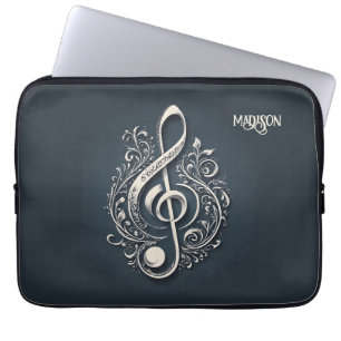 Aangepaste naam Muzikale Clef Note Laptop Sleeve