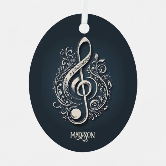 Aangepaste naam Muzikale Clef Note Metalen Ornament (Voorkant)