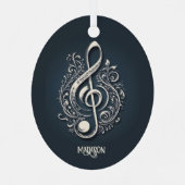 Aangepaste naam Muzikale Clef Note Metalen Ornament (Achterkant)