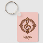 Aangepaste naam Muzikale Clef Note Sleutelhanger (Voorkant)