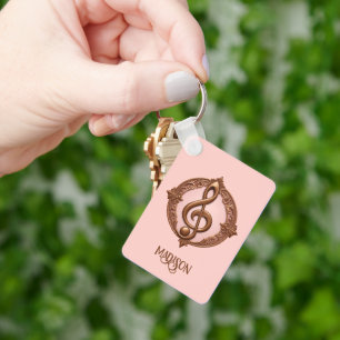 Aangepaste naam Muzikale Clef Note Sleutelhanger