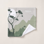 Aangepaste naam Natuur Illustratie Bad Handdoek (Wasdoekje)